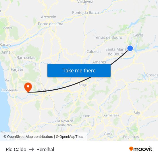 Rio Caldo to Perelhal map