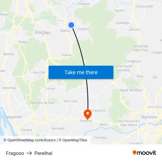 Fragoso to Perelhal map