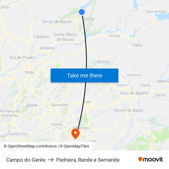 Campo do Gerês to Pedreira, Rande e Sernande map