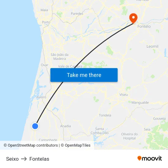 Seixo to Fontelas map