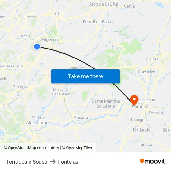 Torrados e Sousa to Fontelas map