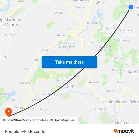 Fontelo to Gosende map