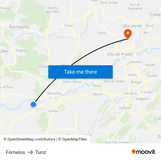Fornelos to Turiz map