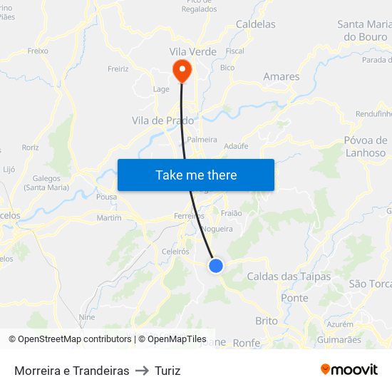 Morreira e Trandeiras to Turiz map