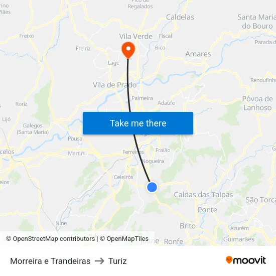 Morreira e Trandeiras to Turiz map