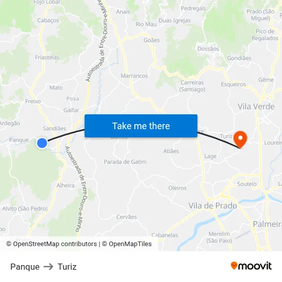 Panque to Turiz map