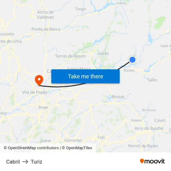 Cabril to Turiz map