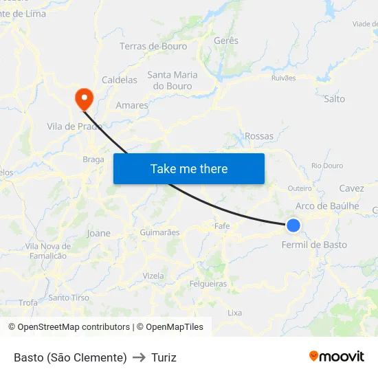Basto (São Clemente) to Turiz map