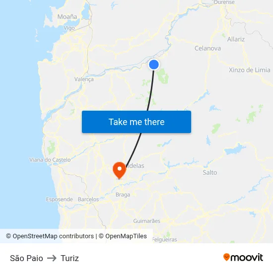 São Paio to Turiz map