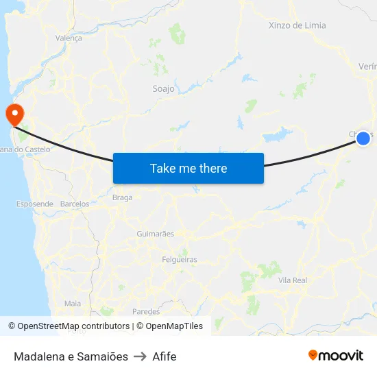 Madalena e Samaiões to Afife map