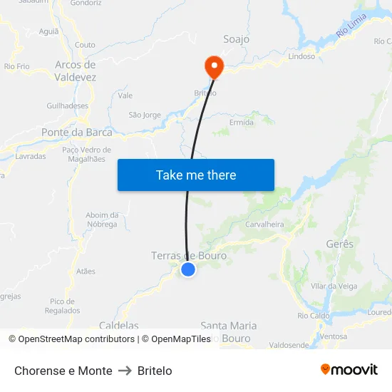 Chorense e Monte to Britelo map