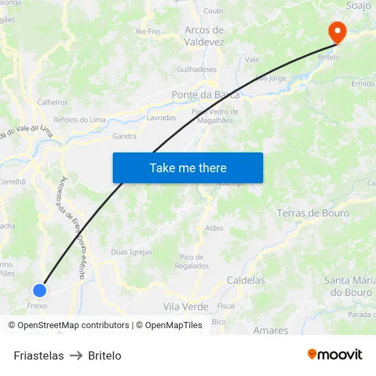 Friastelas to Britelo map