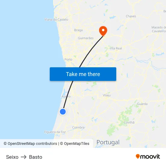 Seixo to Basto map