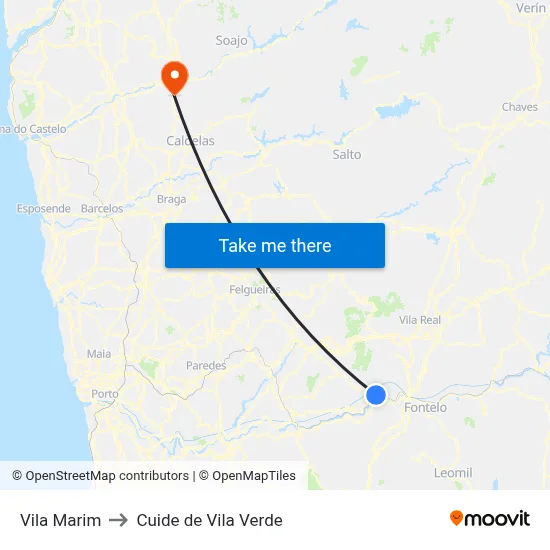 Vila Marim to Cuide de Vila Verde map