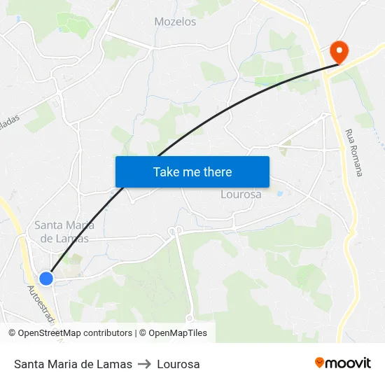 Santa Maria de Lamas to Lourosa map