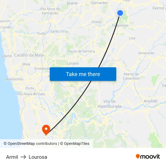 Armil to Lourosa map
