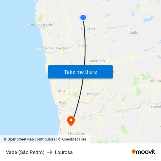 Vade (São Pedro) to Lourosa map
