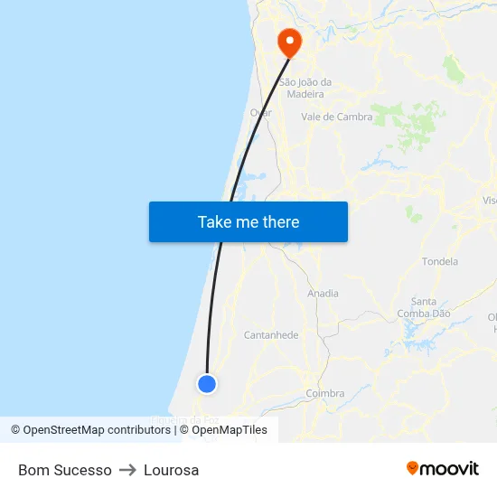 Bom Sucesso to Lourosa map