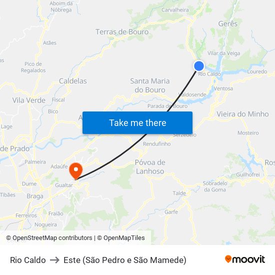 Rio Caldo to Este (São Pedro e São Mamede) map