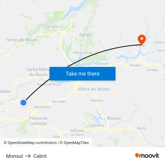 Monsul to Cabril map