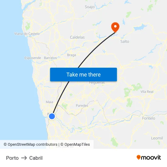 Porto to Cabril map