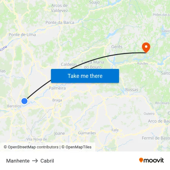 Manhente to Cabril map