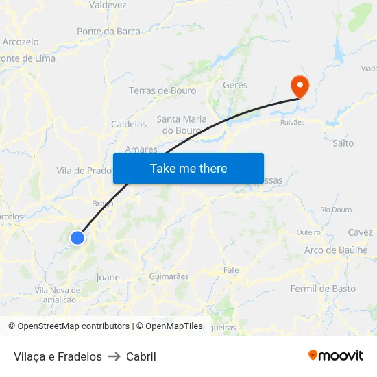 Vilaça e Fradelos to Cabril map
