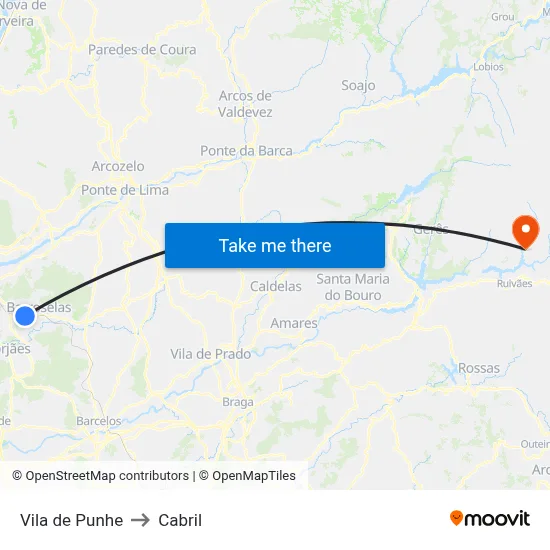 Vila de Punhe to Cabril map