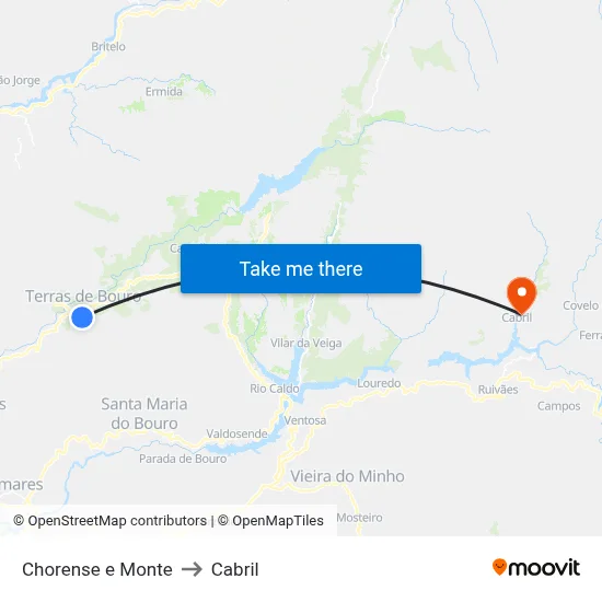 Chorense e Monte to Cabril map