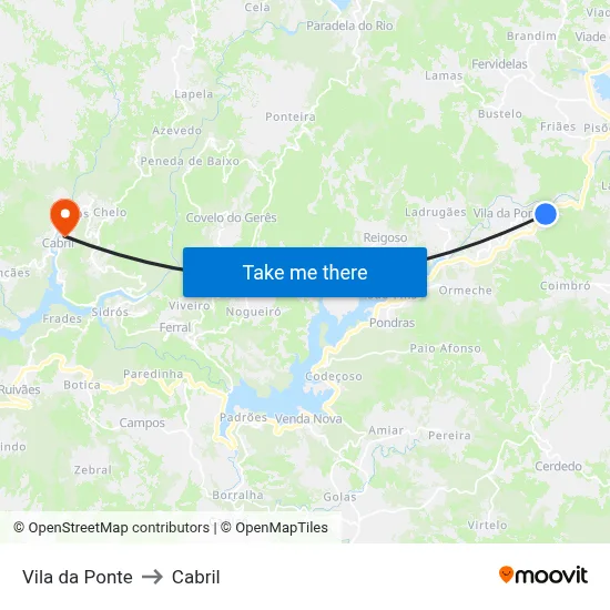 Vila da Ponte to Cabril map