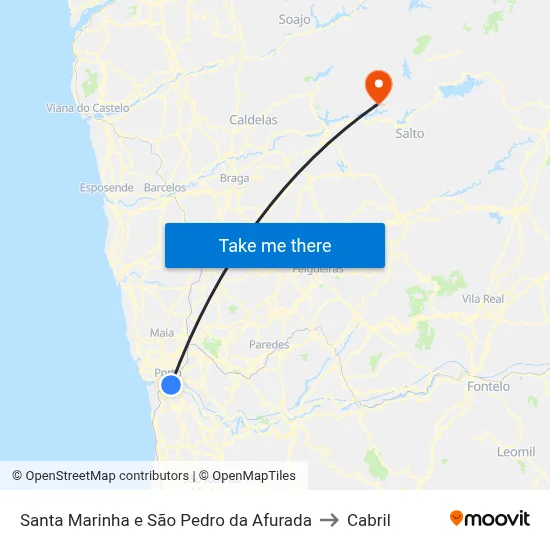 Santa Marinha e São Pedro da Afurada to Cabril map