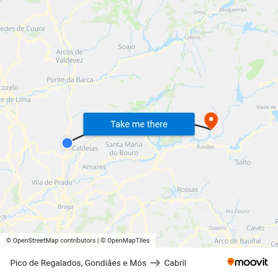 Pico de Regalados, Gondiães e Mós to Cabril map
