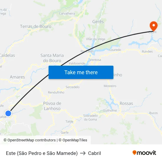 Este (São Pedro e São Mamede) to Cabril map