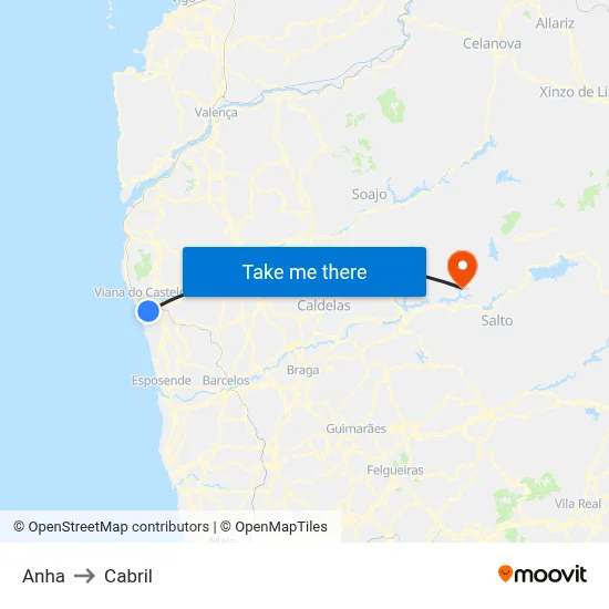 Anha to Cabril map
