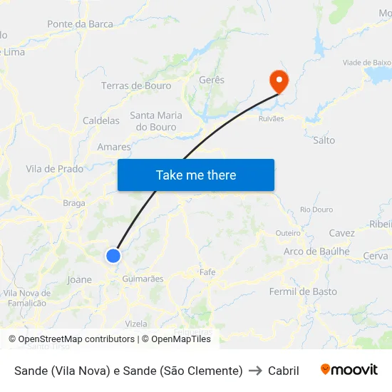 Sande (Vila Nova) e Sande (São Clemente) to Cabril map