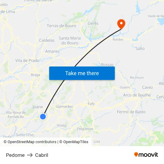 Pedome to Cabril map