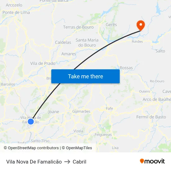 Vila Nova De Famalicão to Cabril map