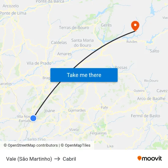 Vale (São Martinho) to Cabril map