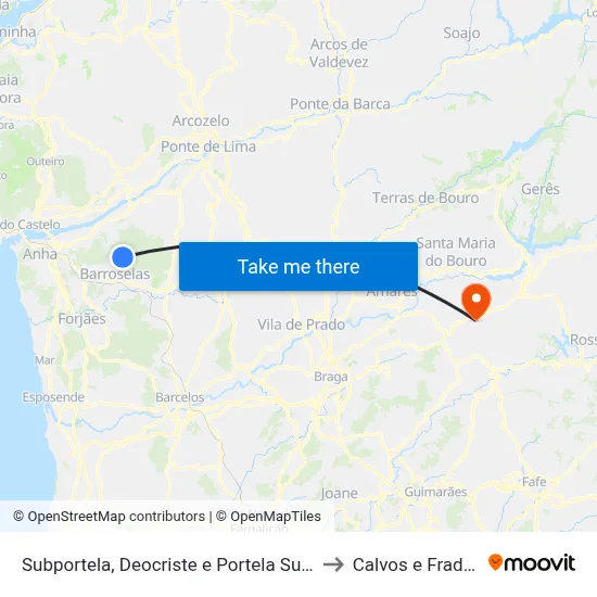 Subportela, Deocriste e Portela Susã to Calvos e Frades map