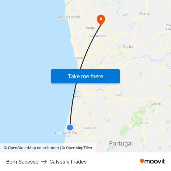Bom Sucesso to Calvos e Frades map