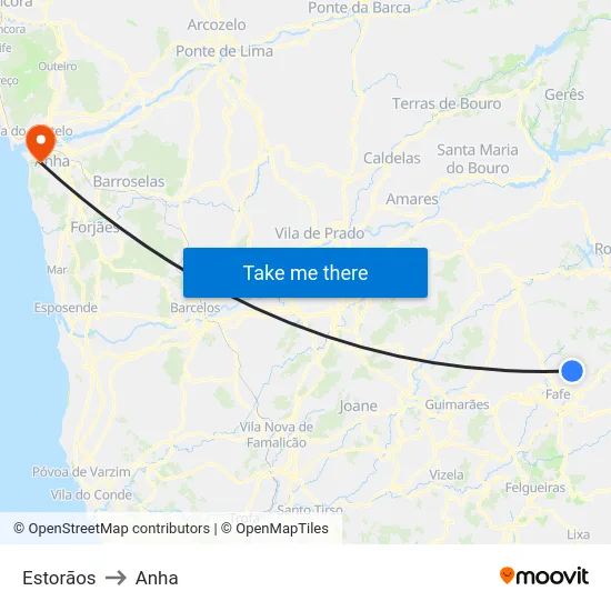 Estorãos to Anha map