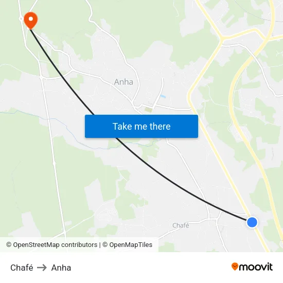 Chafé to Anha map