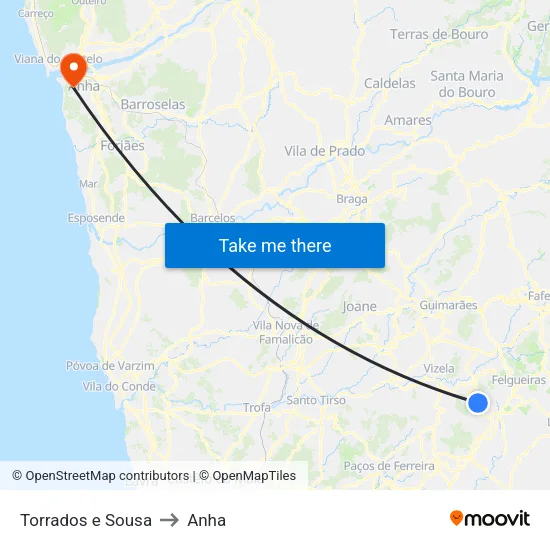 Torrados e Sousa to Anha map