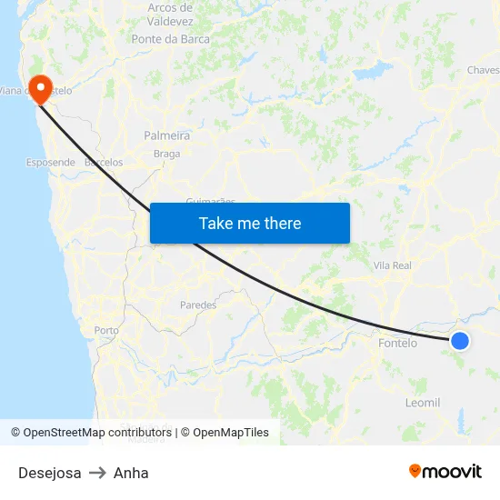 Desejosa to Anha map