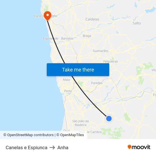 Canelas e Espiunca to Anha map
