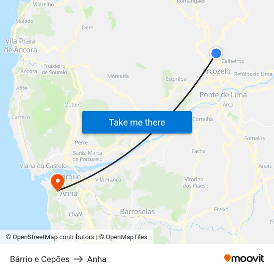 Bárrio e Cepões to Anha map