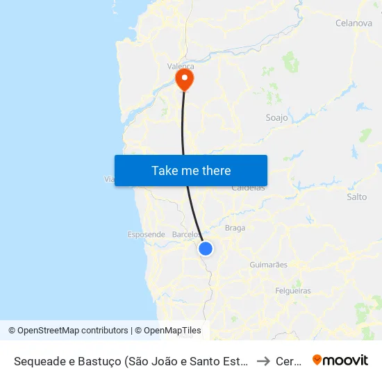 Sequeade e Bastuço (São João e Santo Estêvão) to Cerdal map