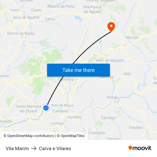Vila Marim to Carva e Vilares map