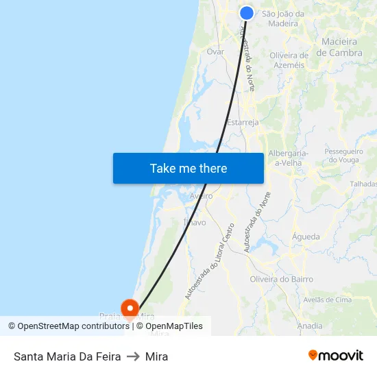 Santa Maria Da Feira to Mira map