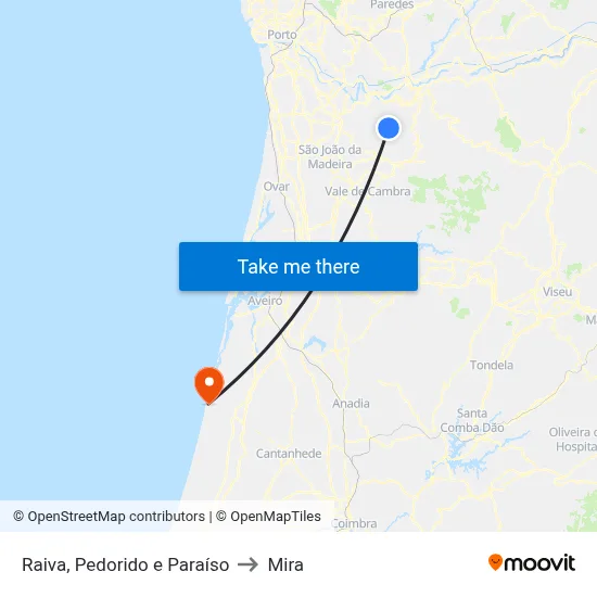 Raiva, Pedorido e Paraíso to Mira map